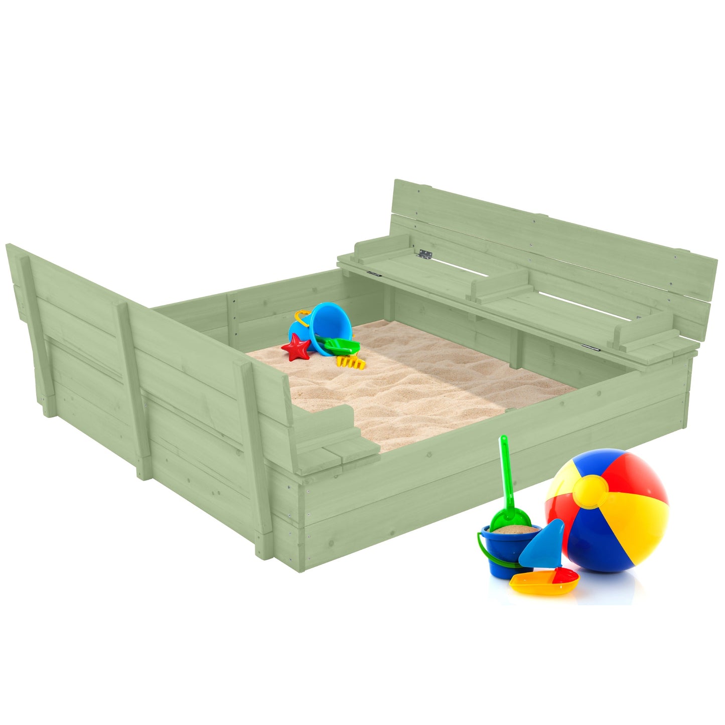 Kids Cedar Sandbox w/ Sand Screen 2 Benches - 47x47in