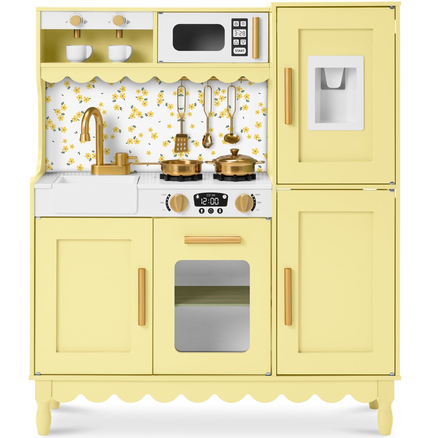 Kids Pretend Play Cottage Kitchen with 11 Accessories Espresso Machine
