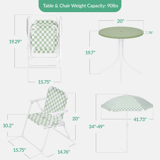 Kids Outdoor Table and Chair Set with Umbrella Foldable Toddler Set
