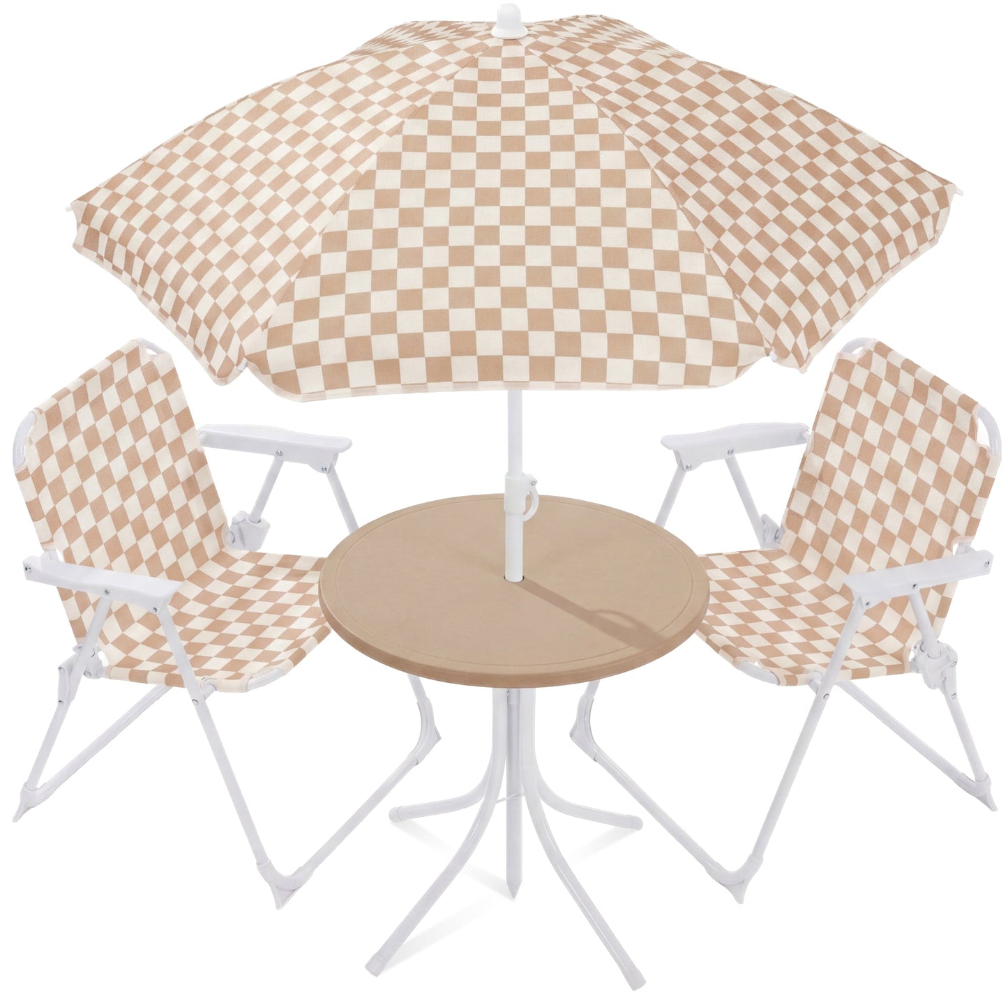 Kids Outdoor Table and Chair Set with Umbrella Foldable Toddler Set