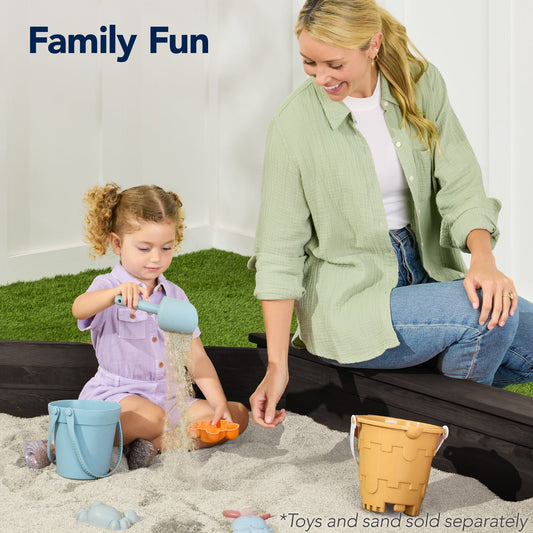 Kid's Wooden Octagonal Sandbox w/ Sand Cover 4 Reinforced Benches 8 Seats