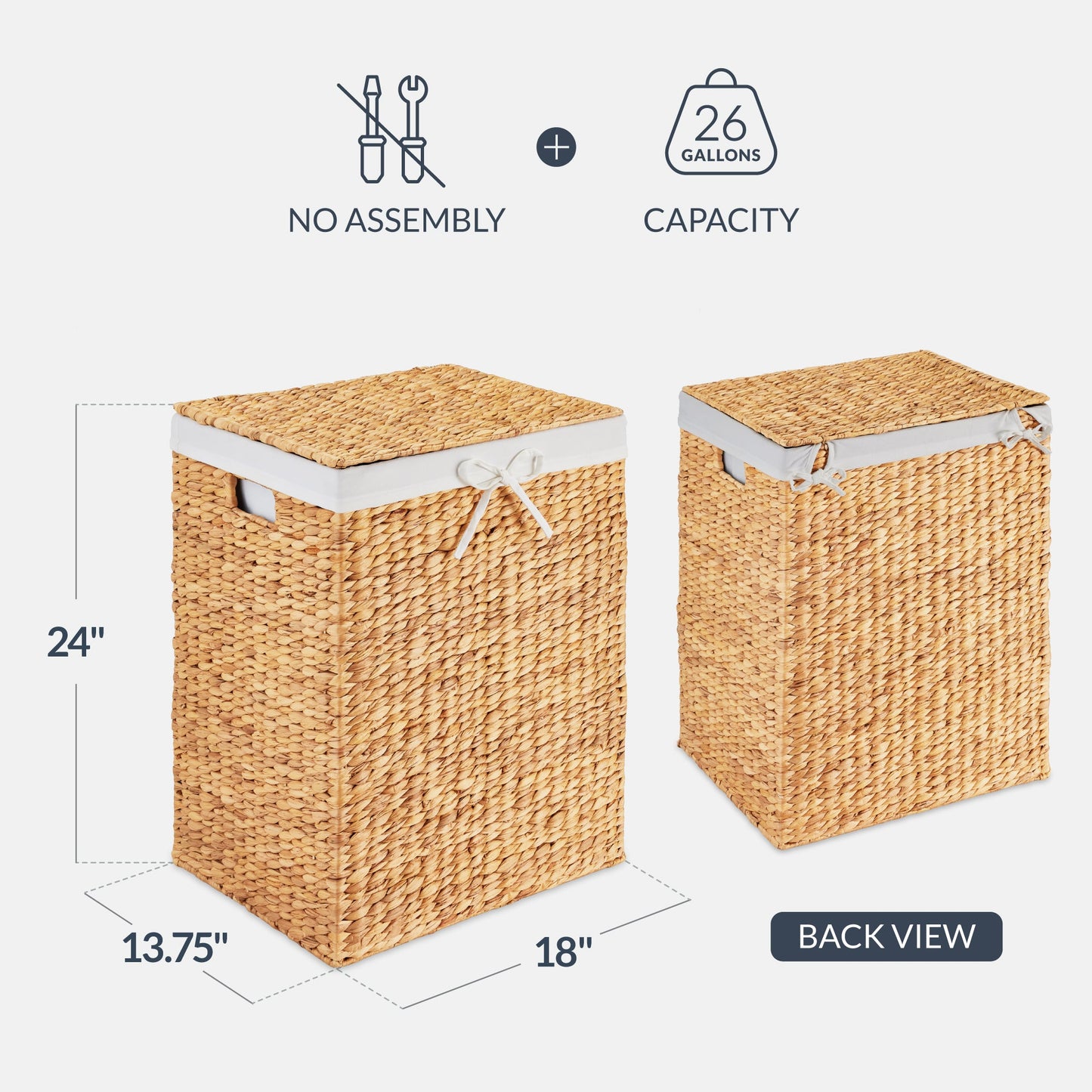 Large Laundry Hamper w/ Lid Removable Liner & Built-in Handles