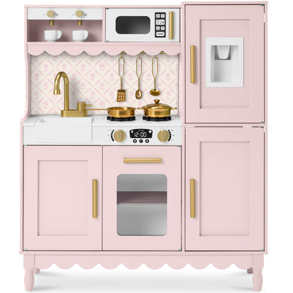 Kids Pretend Play Cottage Kitchen with 11 Accessories Espresso Machine