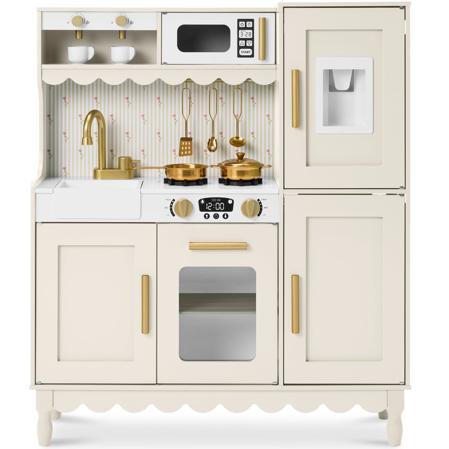 Kids Pretend Play Cottage Kitchen with 11 Accessories Espresso Machine