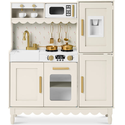 Kids Pretend Play Cottage Kitchen with 11 Accessories Espresso Machine