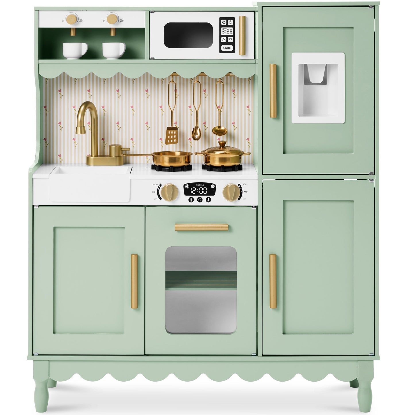 Kids Pretend Play Cottage Kitchen with 11 Accessories Espresso Machine