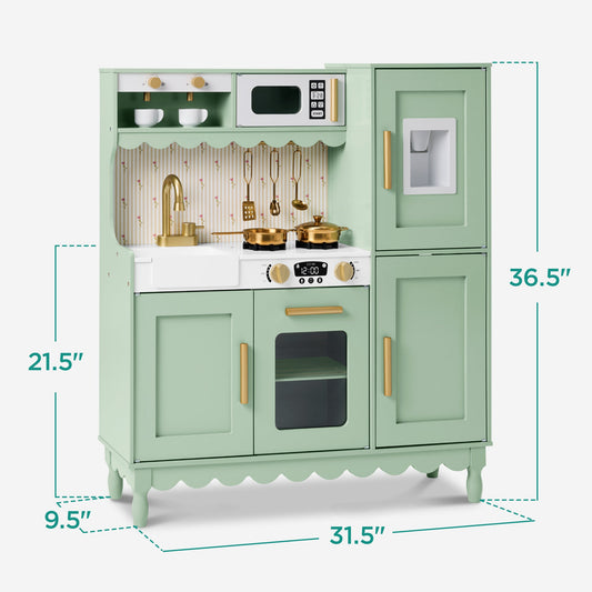 Kids Pretend Play Cottage Kitchen with 11 Accessories Espresso Machine