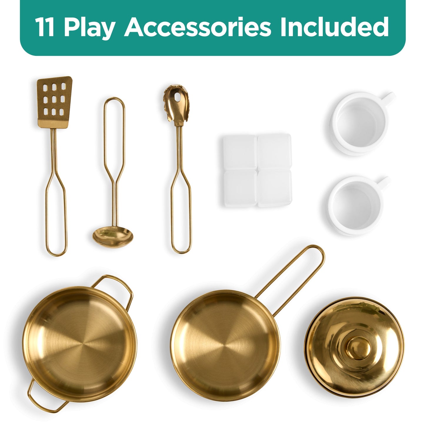Kids Pretend Play Cottage Kitchen with 11 Accessories Espresso Machine