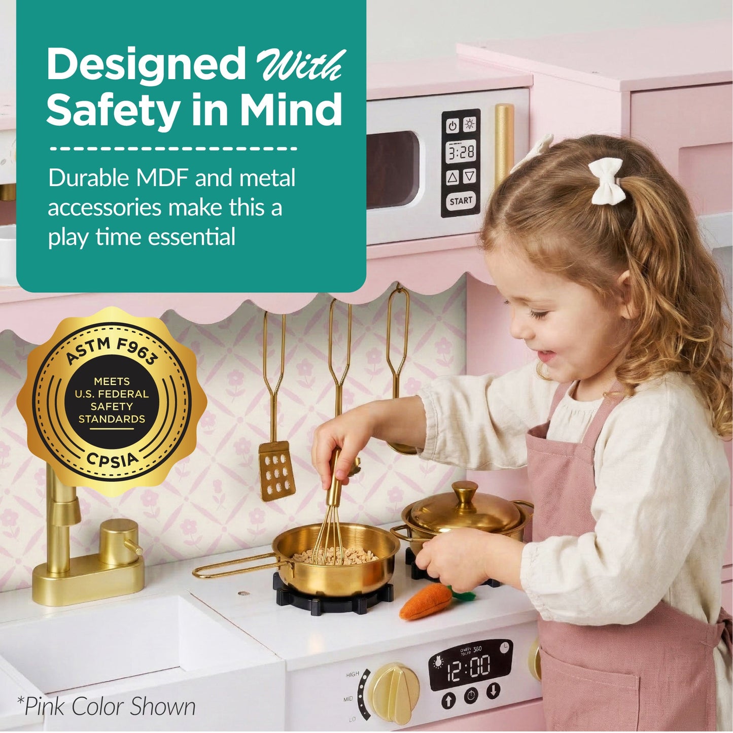 Kids Pretend Play Cottage Kitchen with 11 Accessories Espresso Machine