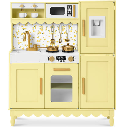 Kids Pretend Play Cottage Kitchen with 11 Accessories Espresso Machine
