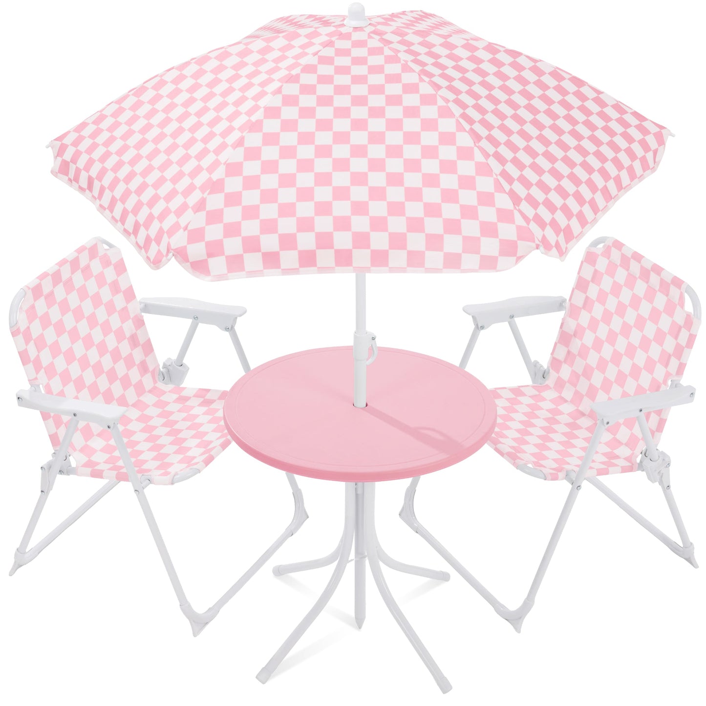 Kids Outdoor Table and Chair Set with Umbrella Foldable Toddler Set