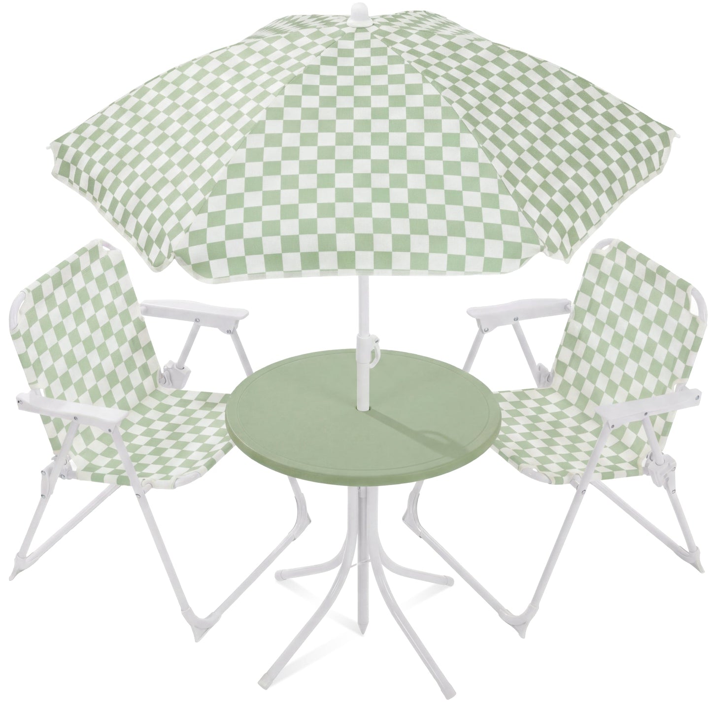 Kids Outdoor Table and Chair Set with Umbrella Foldable Toddler Set