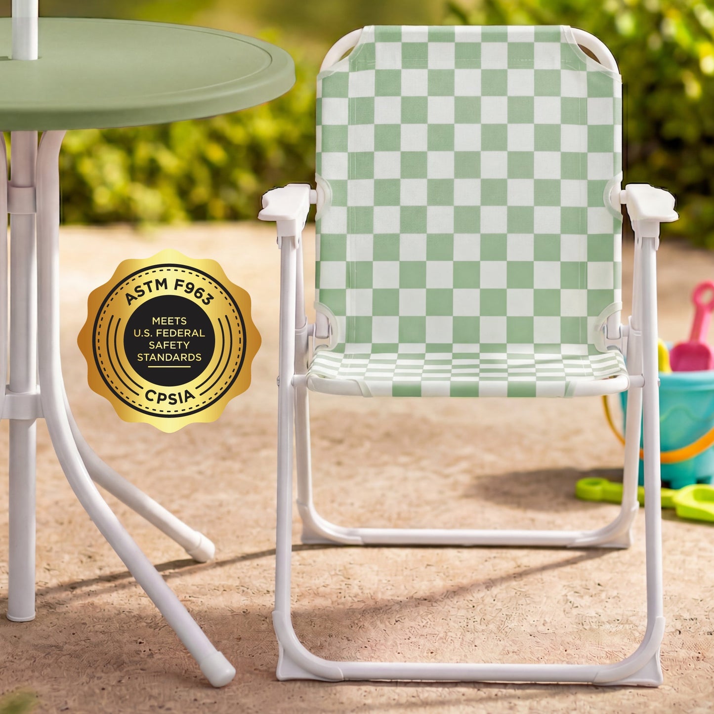 Kids Outdoor Table and Chair Set with Umbrella Foldable Toddler Set