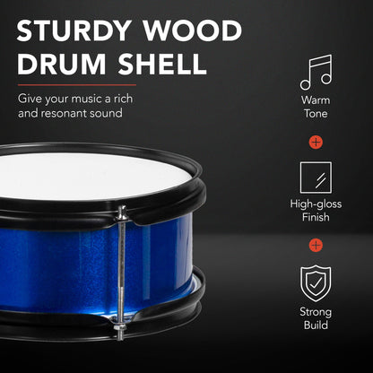 Kids Beginner 3-Piece Drum Musical Instrument Set w/ Sticks Stool Pedal