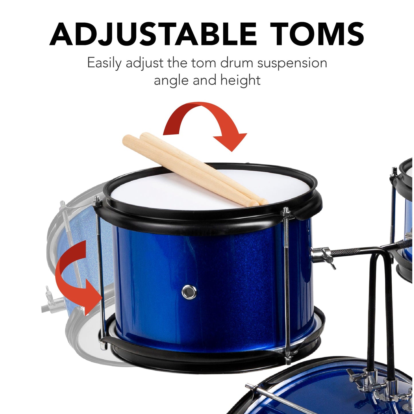 Kids Beginner 3-Piece Drum Musical Instrument Set w/ Sticks Stool Pedal