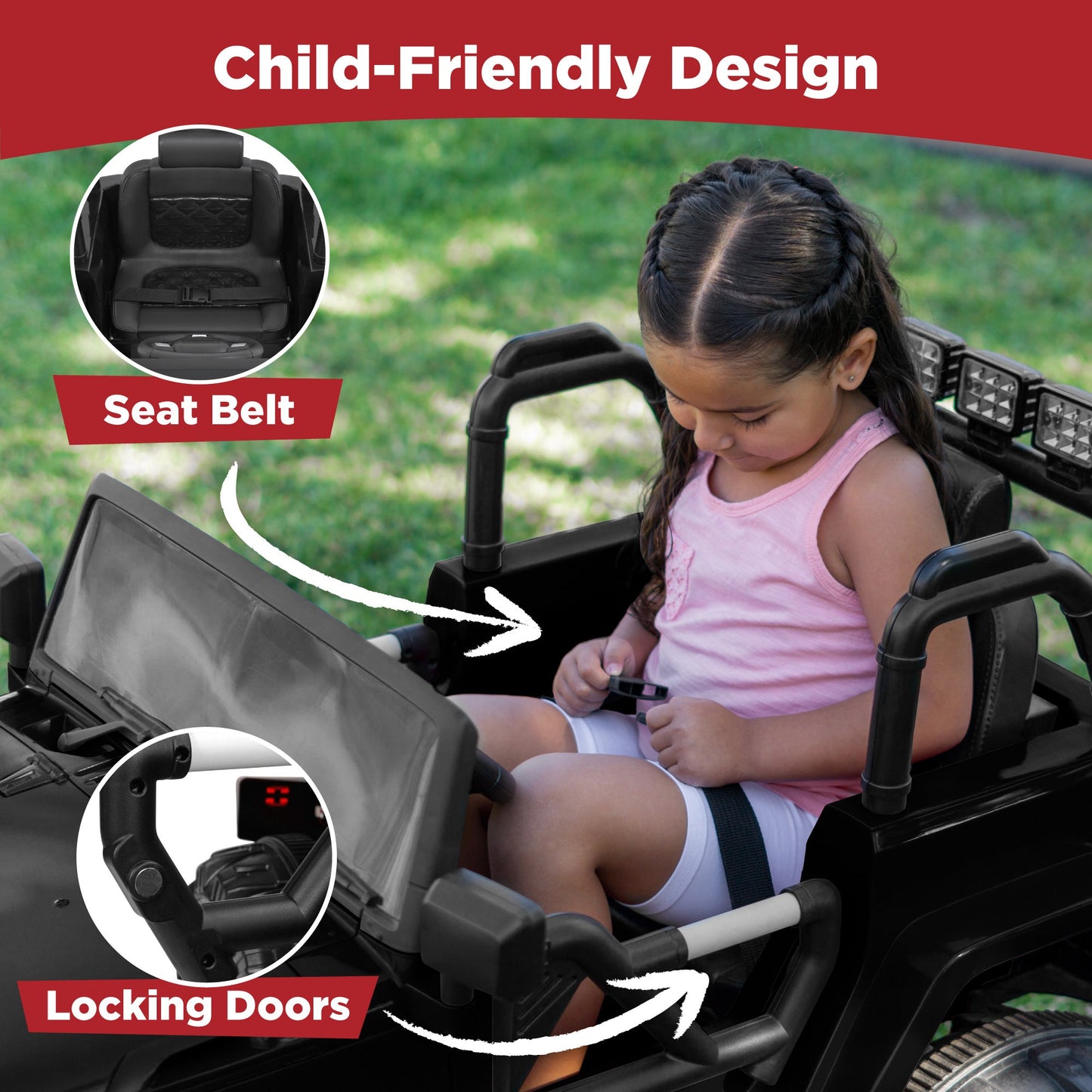 Jumbo 12V Kids Electric Ride On Car with Parent Remote Seat Harness