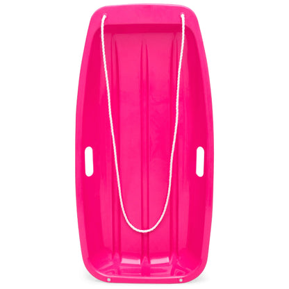 Kids Outdoor Plastic Toboggan Snow Sled Board w/ Pull Rope Handles - 35in