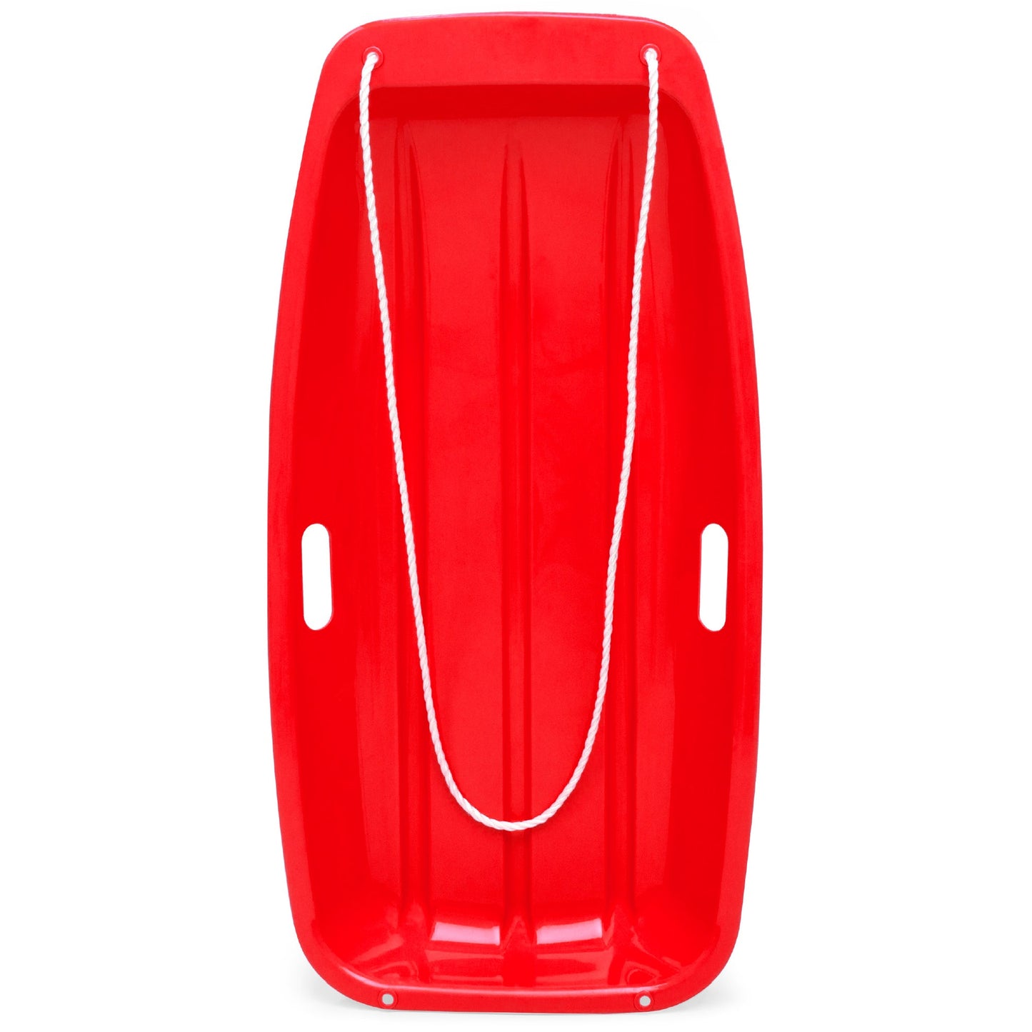 Kids Outdoor Plastic Toboggan Snow Sled Board w/ Pull Rope Handles - 35in