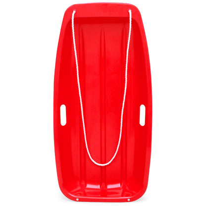 Kids Outdoor Plastic Toboggan Snow Sled Board w/ Pull Rope Handles - 35in
