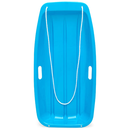 Kids Outdoor Plastic Toboggan Snow Sled Board w/ Pull Rope Handles - 35in
