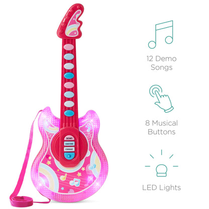 Kids Pretend Play Guitar Musical Instrument Toy w/ Microphone Stand - 19in