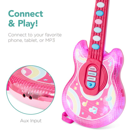 Kids Pretend Play Guitar Musical Instrument Toy w/ Microphone Stand - 19in