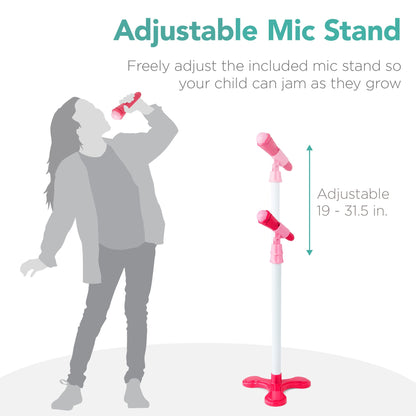 Kids Pretend Play Guitar Musical Instrument Toy w/ Microphone Stand - 19in