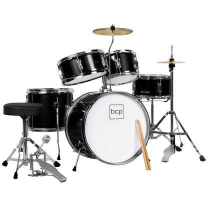 Kids Beginner All Wood Acoustic Drum Kit Starter Set w/ Stool Drumsticks