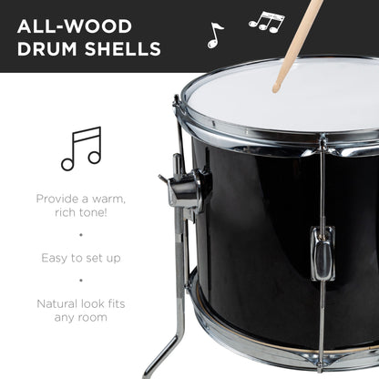 Kids Beginner All Wood Acoustic Drum Kit Starter Set w/ Stool Drumsticks