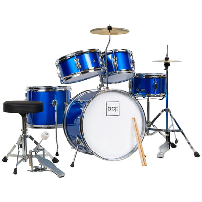 Kids Beginner All Wood Acoustic Drum Kit Starter Set w/ Stool Drumsticks