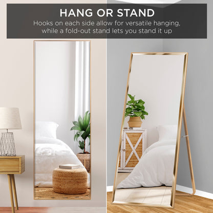 Large Full Length Mirror Wall Hanging & Leaning Floor Mirror - 65x22in
