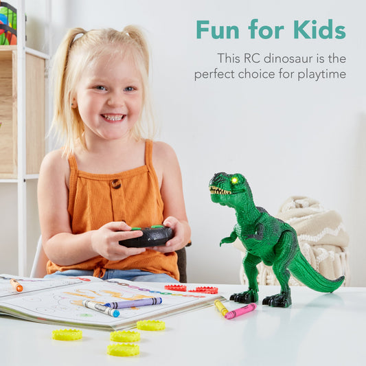 Kids Remote Control Dinosaur T-Rex w/ Light-Up LED Eyes Roaring Sounds