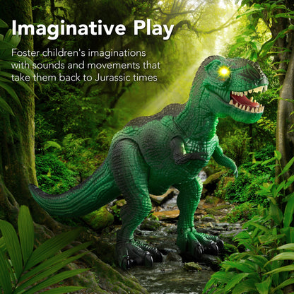 Kids Remote Control Dinosaur T-Rex w/ Light-Up LED Eyes Roaring Sounds