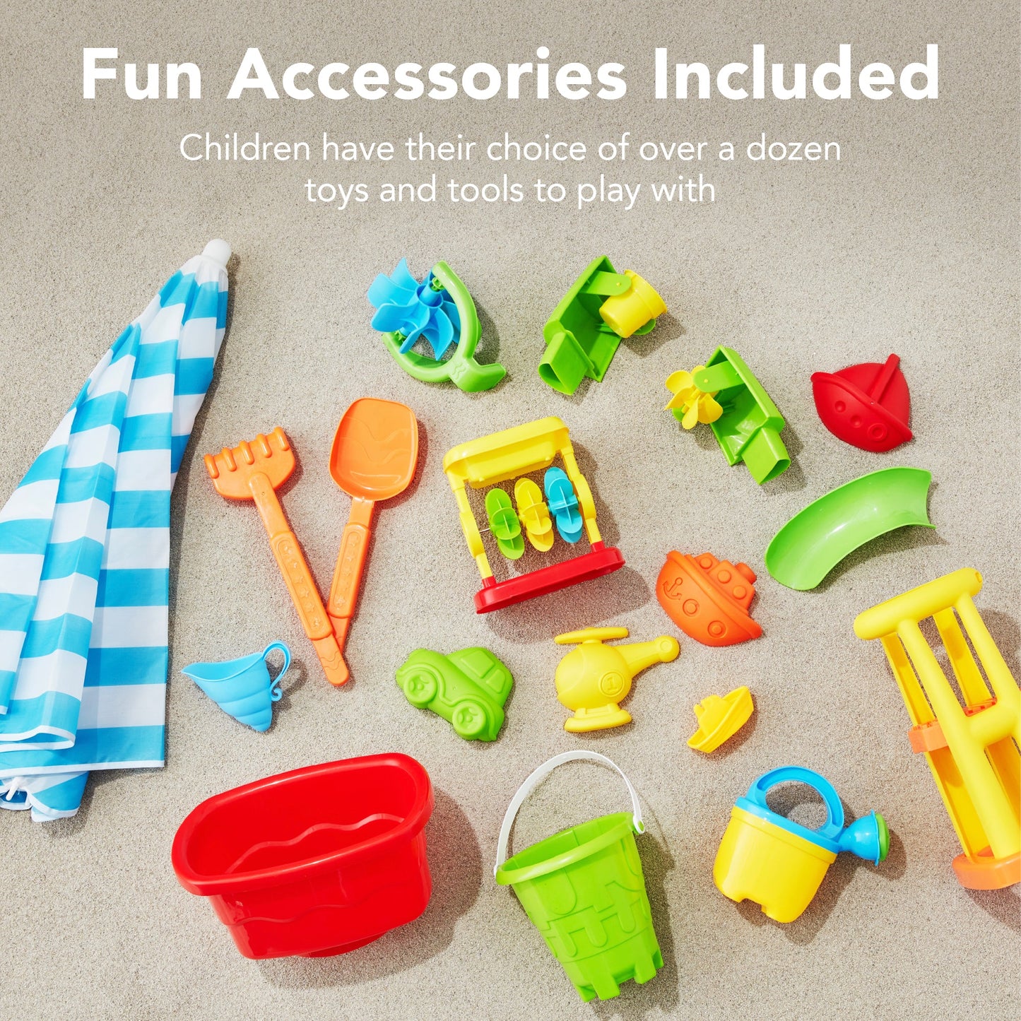 Kids Outdoor Sand & Water Table w/ 18 Accessories Adjustable Umbrella