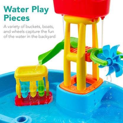 Kids Outdoor Sand & Water Table w/ 18 Accessories Adjustable Umbrella