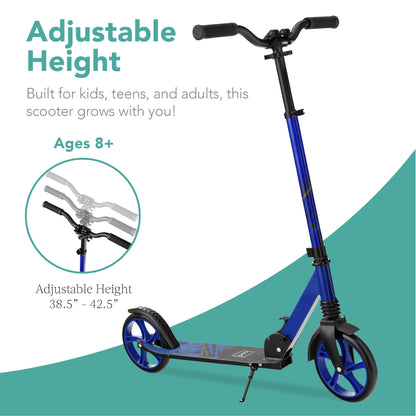 Kids Height Adjustable Kick Scooter w/ Carrying Strap Non-Slip Deck