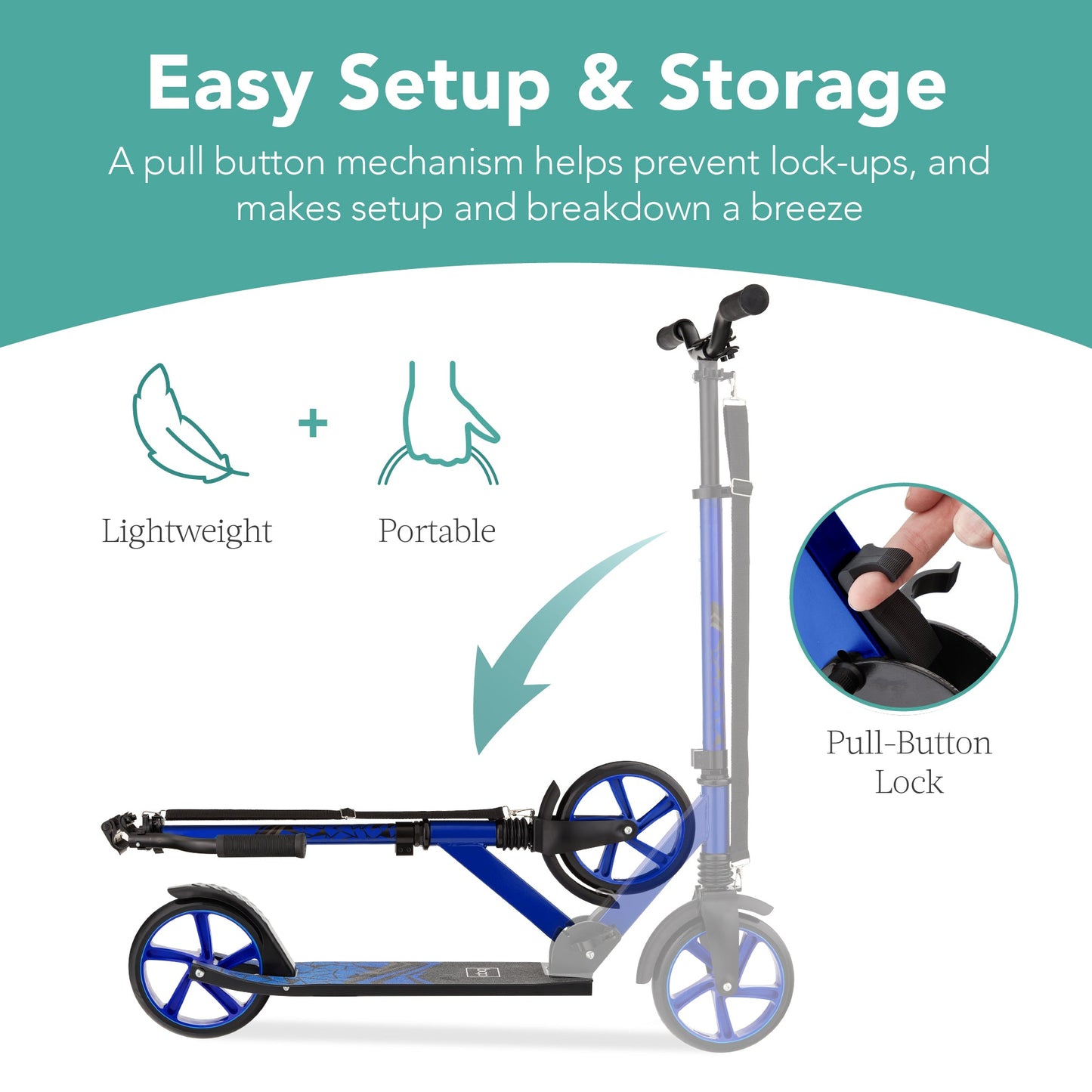 Kids Height Adjustable Kick Scooter w/ Carrying Strap Non-Slip Deck