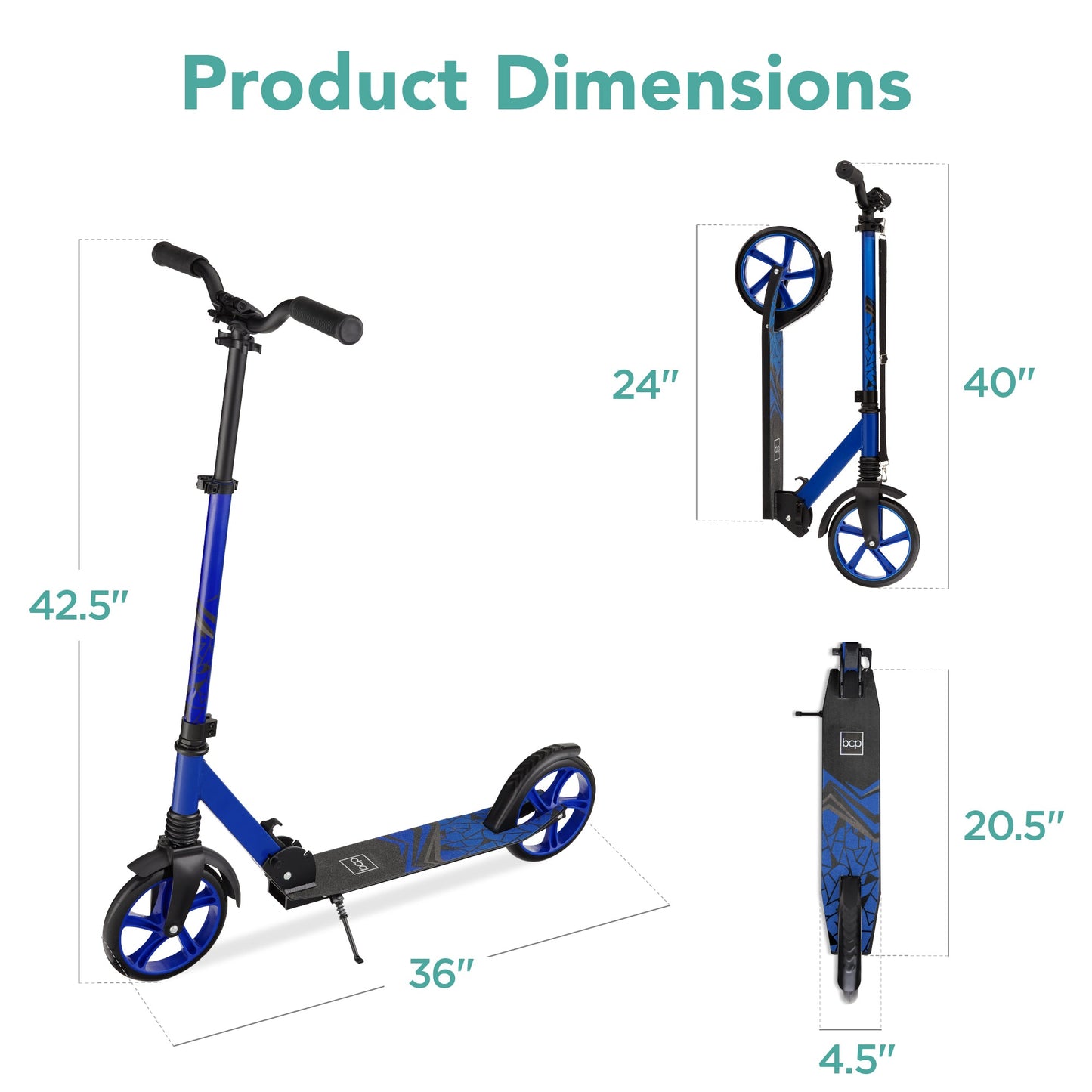 Kids Height Adjustable Kick Scooter w/ Carrying Strap Non-Slip Deck