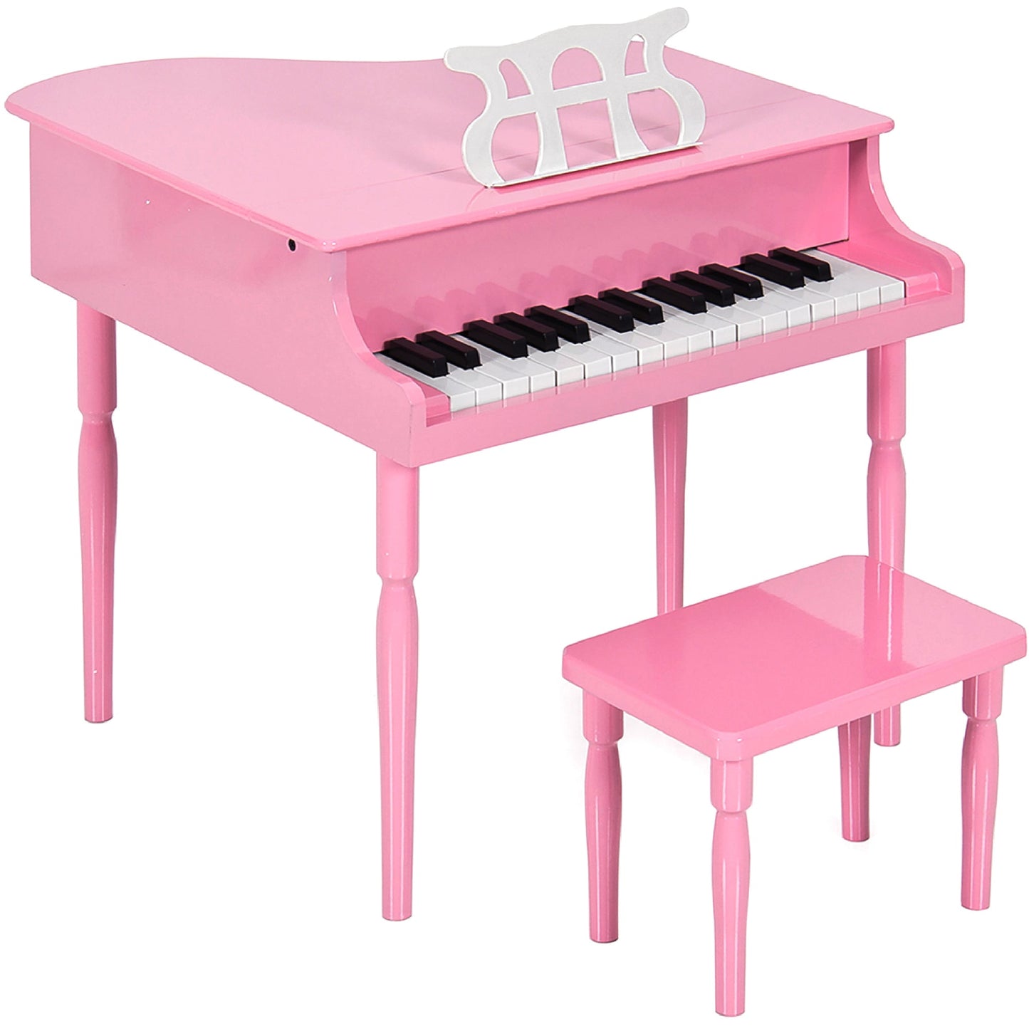 Kids Mini Wooden Grand Piano w/ Lid Bench Music Rack Song Book Stickers