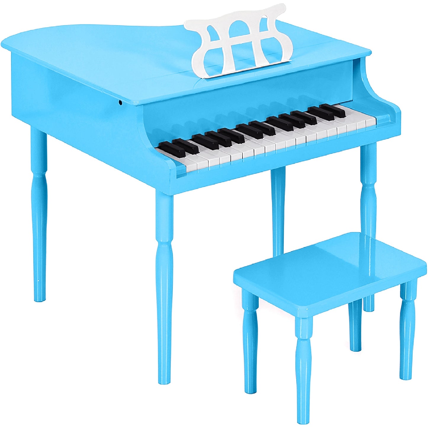 Kids Mini Wooden Grand Piano w/ Lid Bench Music Rack Song Book Stickers