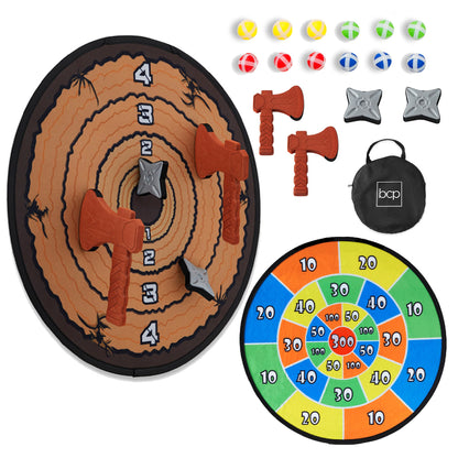 Large Double-Sided Dart Board Sticky Ball Axe Star Throwing Game