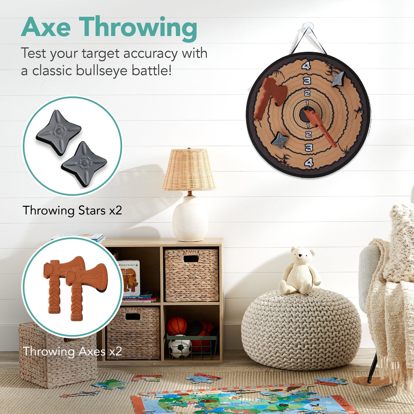 Large Double-Sided Dart Board Sticky Ball Axe Star Throwing Game