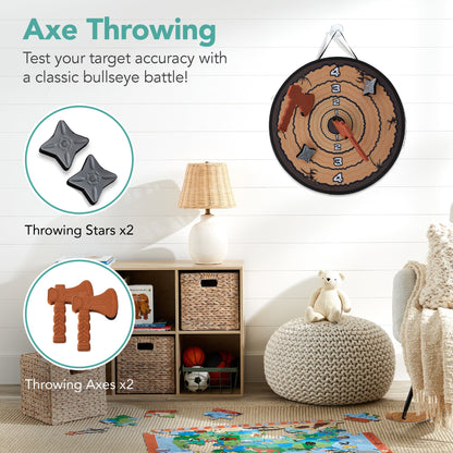 Large Double-Sided Dart Board Sticky Ball Axe Star Throwing Game