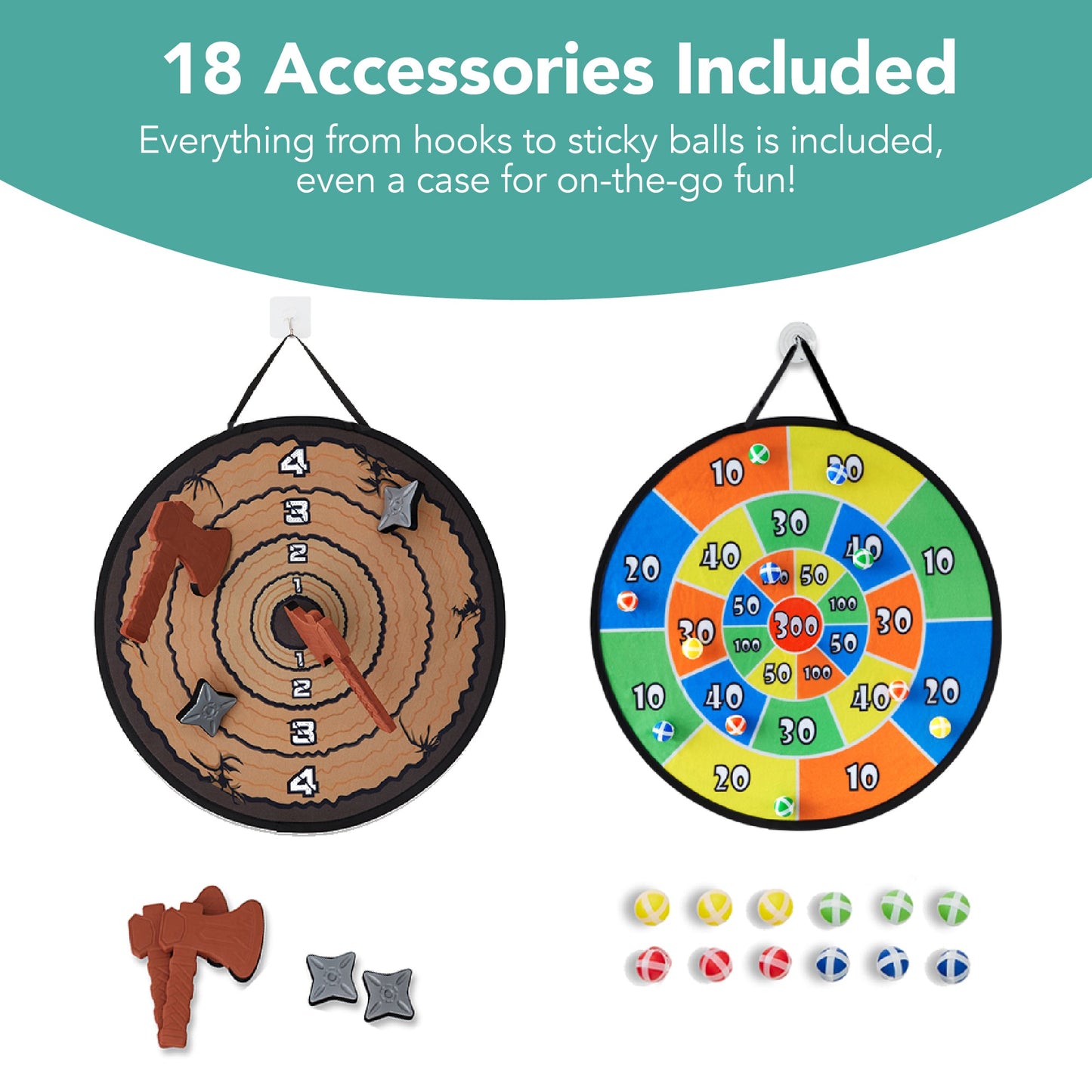 Large Double-Sided Dart Board Sticky Ball Axe Star Throwing Game