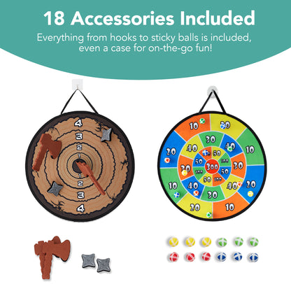 Large Double-Sided Dart Board Sticky Ball Axe Star Throwing Game