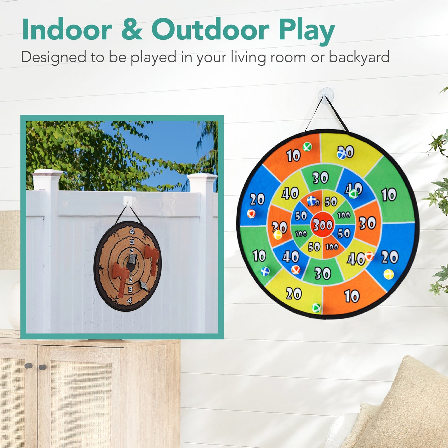 Large Double-Sided Dart Board Sticky Ball Axe Star Throwing Game