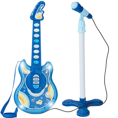 Kids Pretend Play Guitar Musical Instrument Toy w/ Microphone Stand - 19in
