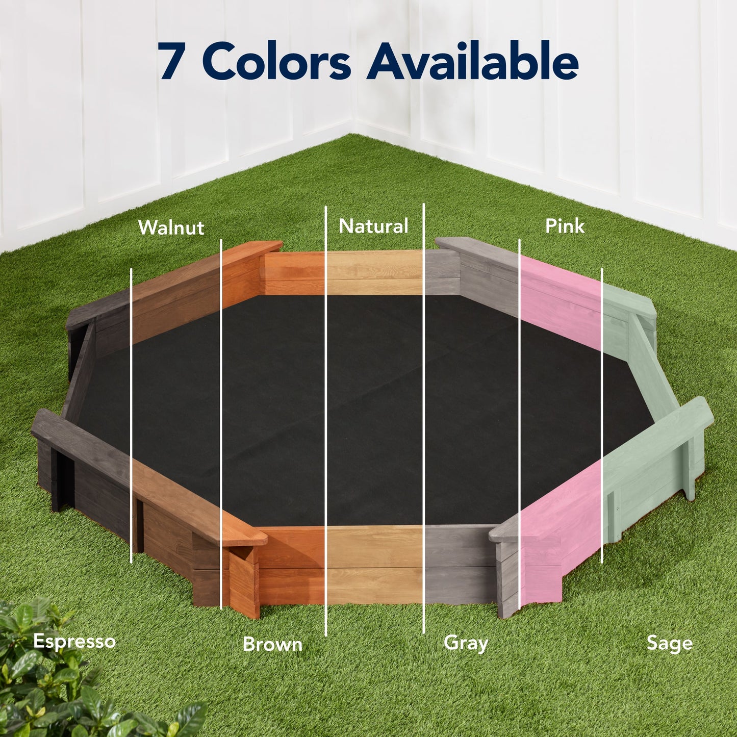 Kid's Wooden Octagonal Sandbox w/ Sand Cover 4 Reinforced Benches 8 Seats