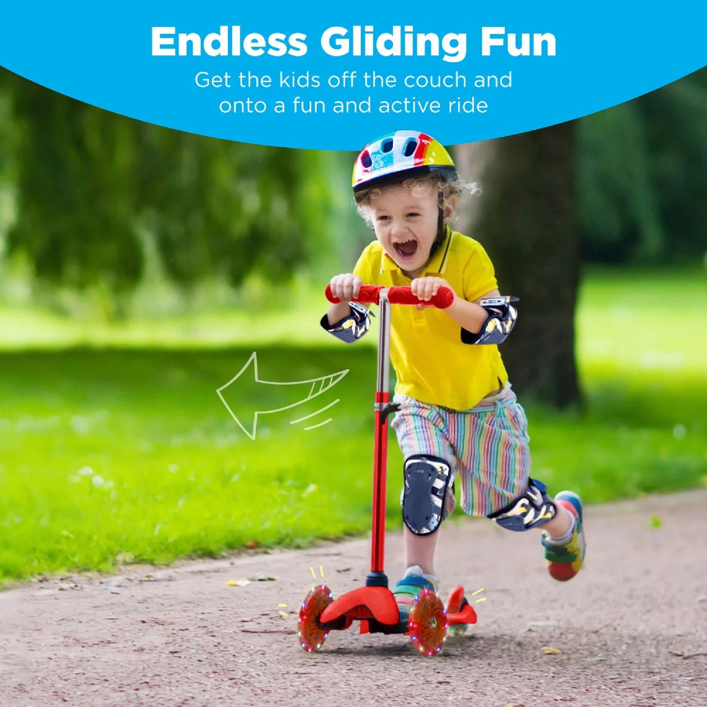 Kids Mini Kick Scooter Toy w/ Colorful Light-Up Wheels Adjustable T-Bar