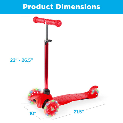 Kids Mini Kick Scooter Toy w/ Colorful Light-Up Wheels Adjustable T-Bar